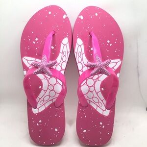 Aloha Island Womens Pink Rhinestone Starfish Thong Summer Flip flop Sandal 11/12